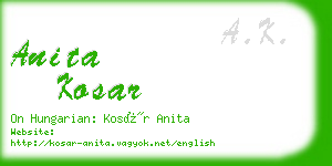 anita kosar business card